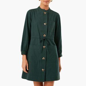 New Tuckernuck Crosby 100% Cotton Canvas Shirtdress Green XS $228
